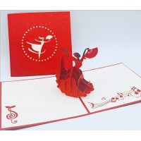 Handmade 3d Pop Up Birthday Card Flamingo Dancer Lady Woman In Red,christmas,valentines Day,wedding Anniversary,graduation,party Invitation